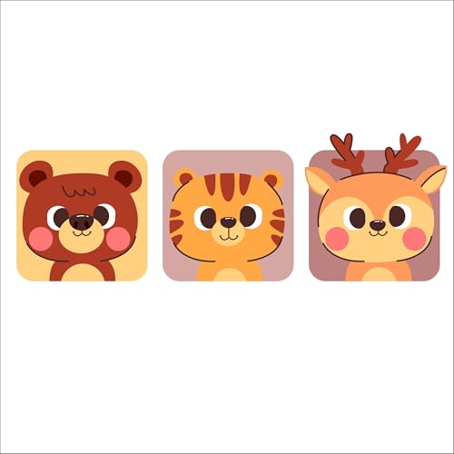 Image of Cute Woodland Animals Wall Decal Set, 36 x 12 Inch (90 x 30 cm), Decorative Bear Tiger Deer Cartoon Design for Nursery and Kids Room