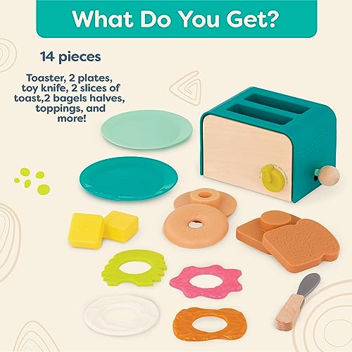 B. toys – Mini Chef – Toaster Playset – Pretend Play Breakfast Playset – 14 Pieces Brunch Set – Pop – Up Toast & Sounds – 3+ Years by B. toys - Image 5