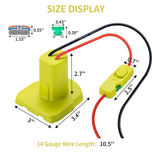 Upgraded 18V Battery Adapter For Ryobi 18V One+ Battery Adapter All-In-One Design Of The Fuse And Switch Power Tool Battery Converter Kit 14 Gauge With Fuses & Wire Terminals #TOP3