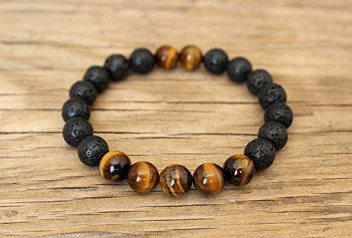 Mautik Sadiwala Lava Tiger Eye Bracelet Diffuser Negative Energy Protection Bracelet Lava and Tiger Eye Bracelet Attract Money Bracelet Stress Relief 8mm Beads Size (B08JQPQ4J6) Amazon Price History, Amazon Price Tracker