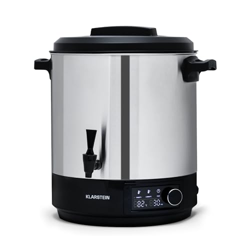 Klarstein Einkochtopf mit Zapfhahn, 25 l Glühwein, Edelstahl-Glühweinkocher mit Zapfhahn, großer Heißwasserspender, 2000 W Einkochtopf für Getränke und Speisen