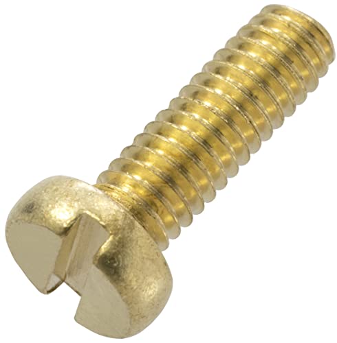 AERZETIX - C60074 - Lot de 10 Vis métaux à tête cylindrique M4x12 mm à empreinte S fendue - boulon d'assemblage - DIN 84 - en laiton - tournevis visseuse serrage Cover