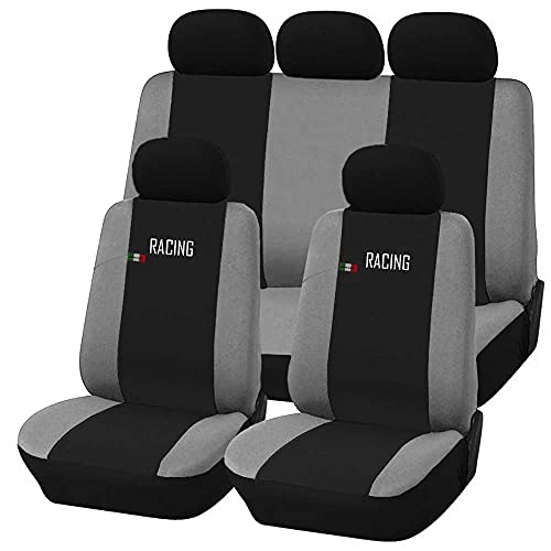 Lupex Shop Set Fundas universales para Asiento de Coche compatibles con aibarg Made in Italy, Set Cubreasientos universales (Gris Claro)