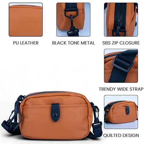 Image of TS WITH TECHSUN Quilted Small Crossbody Bag for Women, Waterproof PU Leather Sling Bag with Adjustable Strap, Lightweight Travel Shoulder, Purse for Phone, Wallet, Keys, Makeup