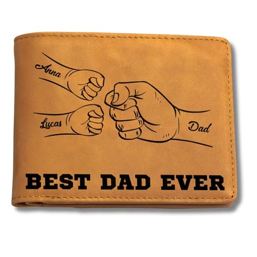 Men Leather Wallet Engraved Gift for Dad - Personalized Gift for Fathers Day, Christmas, Birthday - Minimalist Money Pocket Leather (W01)