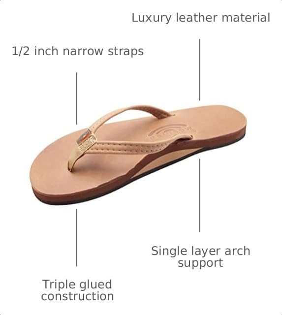 Image of Rainbow Sandals Ladies Luxury Leather - Single Layer Arch Support With 1 /2 inch Narrow Strap