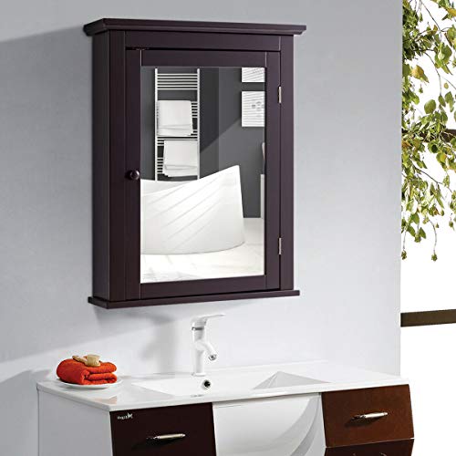 Tangkula Bathroom with Mirror, Mirrored WallMounted Storage