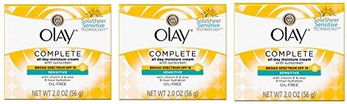 Olay Face Moisturizer, Complete All Day Moisture Face Cream with Sunscreen, SPF 15, Sensitive Skin, 2 Oz (Pack of 3)