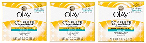 Olay Face Moisturizer, Complete All Day Moisture Face Cream with Sunscreen, SPF 15, Sensitive Skin, 2 Oz (Pack of 3)