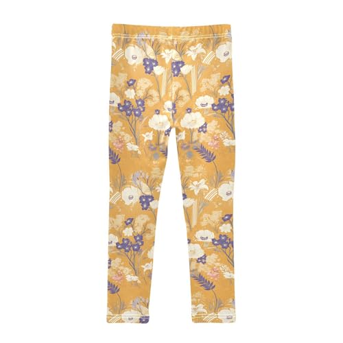 KLL Beautiful Vintage Pattern Bouquets Toddler Girl Cotton Leggings Stretchy High Waisted Activewear Exercise2