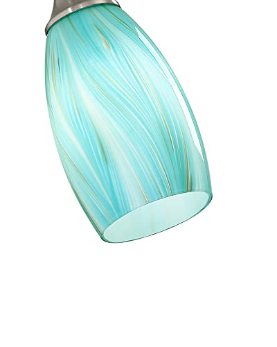 karyfine Mini Art Glass Pendant Lights Kitchen Island,Handcrafted Teal with Gold Glass Ceiling Pendant Lighting Brushed Nickel Adjustable Cord Hanging Lamp Cover for Coffe Bar,Dining Room 3pack - Image 2