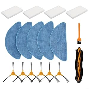 For Honiture Robot Vacuum Cleaner Replacement Accessories Kit 17pcs Including Main Brush, Mop Cloth, Side Brush, and Filter for Reliable Cleaning Performance