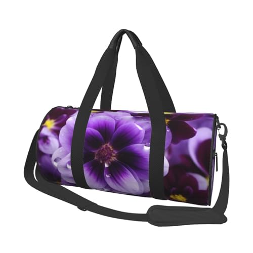 Travel Duffle Bag Weekender Bags for Men Women with Shoe Compartment Large Capacity Weekender Overnight Bag Purple Flower Carry On Tote Bags Sport Gym Bag for Travel Yoga, Black, One Size