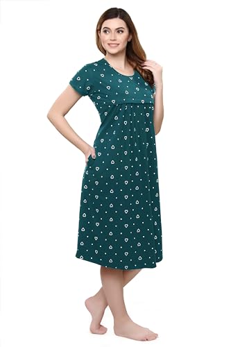 Image of TIGYWIGY Women's Cotton Printed Knee Length Maternity /Feeding /Nursing Nighty