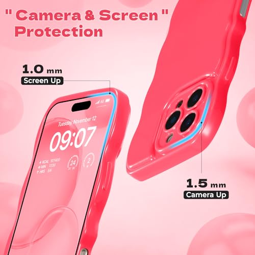 FABSPARK Phone Case for iPhone 16 Pro Max Case,Simple Wave Design Wavy Frame Soft Silicone Aesthetic for iPhone 16 Pro Max,Hot Pink by FABSPARK - Used condition - Image 3