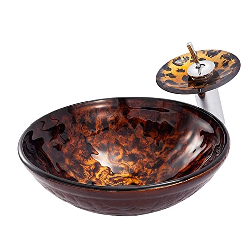 GJPDPZ Bathoom Sink Bathroom Sinks Washbasin Tempered Glass Sink Hand-Painted Countertop Washbasin Bathroom Furniture Art Basin Bathroom Sinks,B-One Size