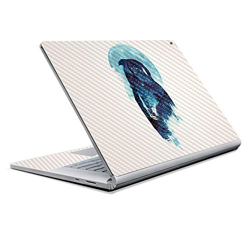 Image of MightySkins Carbon Fiber Skin for Microsoft Surface Book 2 13 inch (2017) - Midnight Owl,Protective, Durable Textured Carbon Fiber Finish,Easy to Apply, Remove, and Change Styles,