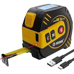 2-in-1 Laser Tape Measure 262ft – Digital Measuring Tape with LCD Display, Rechargeable Smart Tape Measure with Distance, Area & Volume Measurement, USB Charging – Construction & DIY Use