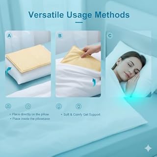 Cooling Gel Pad for Sleep, Instant Relief for Hot Flashes, Night Sweats - Cold Compress Comfort Pillow Cooler for Adults