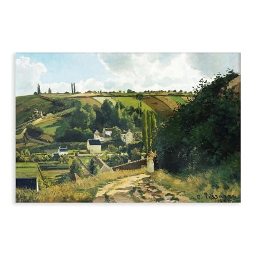 Toile Camille Pissarro Jalais Hill pour illuminer un salon sombre tableau jaune