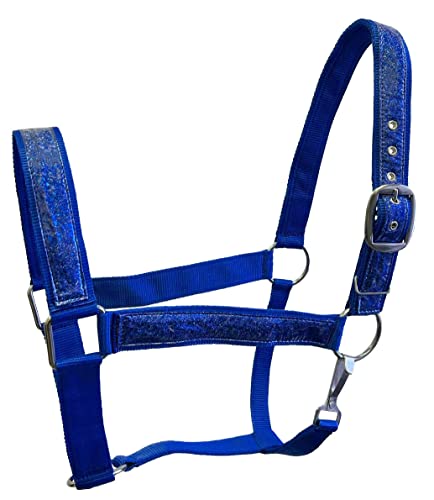 Equitem Draft Horse Size 2 Ply Nylon Halter with a Flake Free Glitter Accent (Royal Blue)