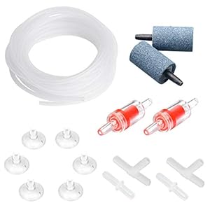 Uniclife Accessori per Pompe Pneumatiche per Acquario Standard da 4 m Tubi Aerei con Pietre d’Aria, Valvole di Ritegno, Ventose e Connettori