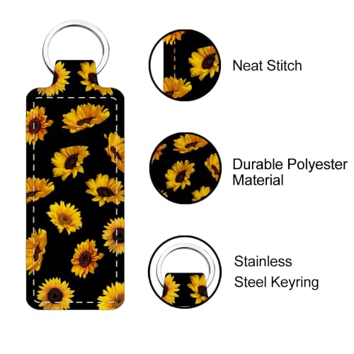 FREEBLOSS 2Pcs Chapstick Holder Keychain 1.5x3.8'' Lip Balm Holder Keychain Lightweight Lipstick Sleeve Pouch with Sunflowers Pattern for Women Girls - Image 4