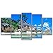 Produktbild HOMEDCR Tapete Wandbild Modulare Leinwand Hd-Druck Bild Wohnkultur 5 Stücke Tropical Island Paradise Malerei Wandkunst Wohnzimmer Strand Poster