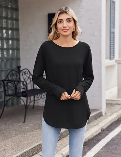 Zeagoo Womens Tunic Tops to Wear with Leggings Long Sleeve Crew Neck Thumb Hole Shirts Loose Tshirts Fall Clothes3