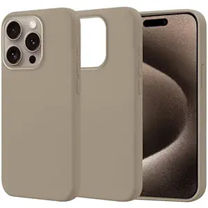 Amazon Basics Liquid Silicone Back Case Cover for iPhone 15 Pro, Taupe