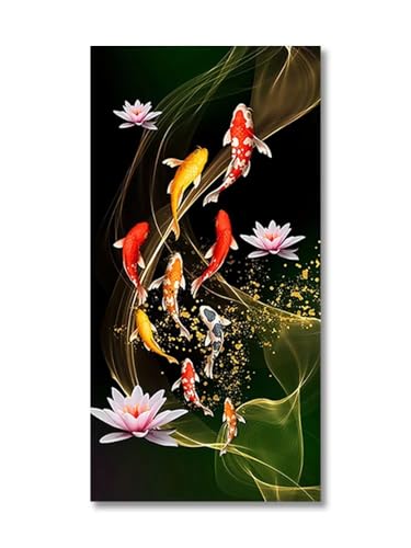 Tableau carpe koï rouge décoration murale chance et prospérité 60x120