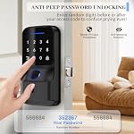 Verrouillage intelligent de la porte, BUXFMHT Serrure de porte à empreinte digitale, Verrouillage à écran tactile électronique avec verrouillage automatique, 5 Méthodes d'ouverture Verrouillage de porte électronique APP Contrôle de la porte d'entrée, Maison, Bureau, Appartement, Hote
