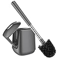 SetSail Toilet Brush and Holder, Self Closing Lid Toilet Bowl Brushes Holder and Extra Long Handle Ventilated Toilet Brush Set for Bathroom Cleaning, Nylon Bristles, Grey