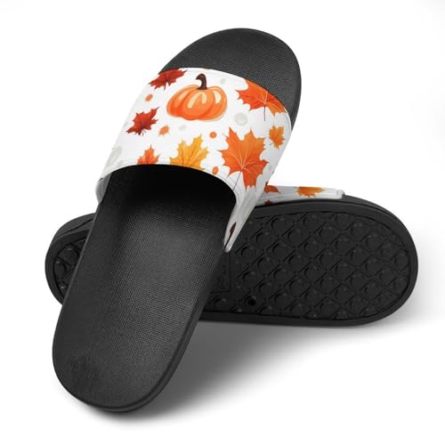 Maple Leaf And Pumpkin House Sandals Non-Slip Bathroom Slippers Beach Summer Shoes for Men Women4