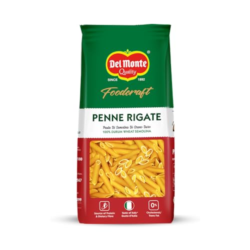 Del Monte Foodcraft Penne Pasta 1Kg | 100% Durum Wheat/Semolina/Sooji Healthy Pasta | No Maida | Authentic Italian Taste | High Protein & Fibre | 100% Vegetarian, 0% Trans Fat