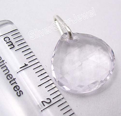 Solid Sterling Silver Crystal Pendant 0.8" Stone Jewelry