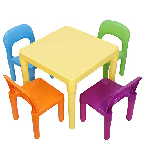 Kids-Table-and-4-Chairs-Set-Toddler-Table-Plastic-Sturdy-Desk-for-Reading-Art-Homework Kids Table and 4 Chairs Set Toddler Table Plastic Sturdy Desk for Reading Art Homework