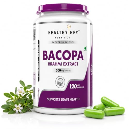 Image of HealthyHey Nutrition Brahmi - Bacopa Monnieri Support Memory and Brain Health - 120 Veg Capsules