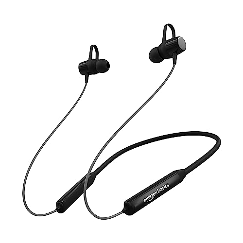 Amazon Basics in-Ear Bluetooth 5.0 Wireless Neckband with Mic, 10mm Drivers Magnetic Earbuds, Voice Assistant, Dual Pairing and IPX4 Water-Resistance (Grey)