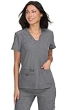 KOI Basics 373 Women's Becca V-Neck Solid Scrub Top (Heather Grey, Large)