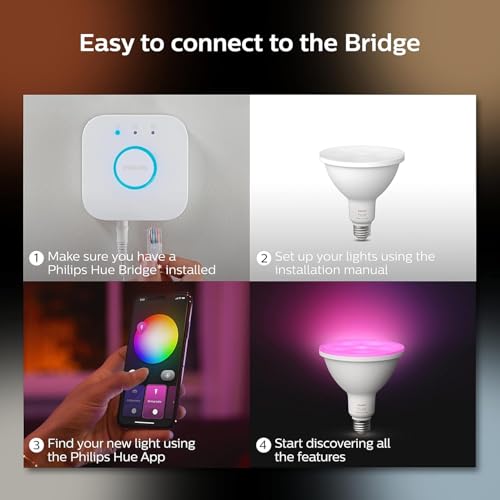 Image of Philips Hue Smart 100W PAR38 LED Bulb - White and Color Ambiance Color-Changing Light - 1 Pack - 1300LM - E26 - Outdoor - Control with Hue App - Works with Alexa, Google Assistant and Apple Homekit