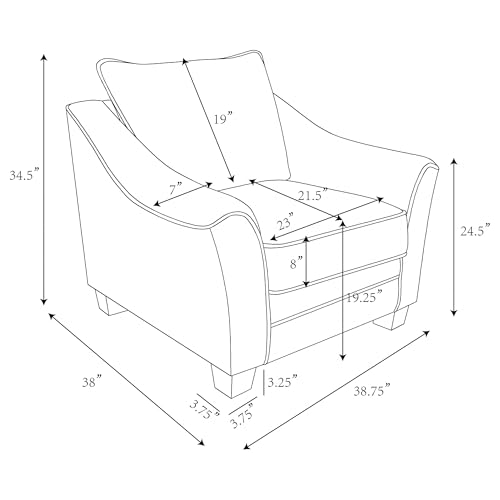 Sillón tapizado gris claro con brazos inclinados miniatura 3