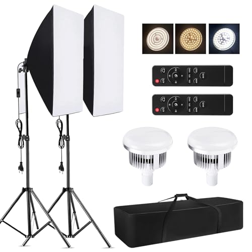 Kit de iluminación de estudio Andoer con mando a distancia para regular luz LED