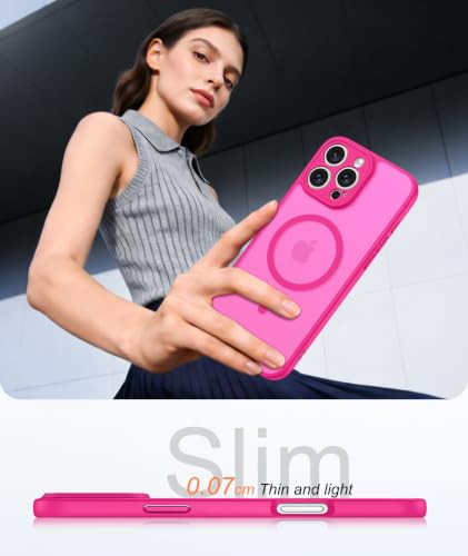 Image of FNTCASE for iPhone 16 Pro-Max Case: Translucent Hot Pink Fit for MagSafe