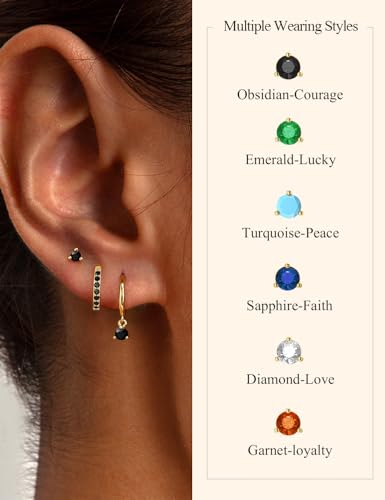 Image of Freekiss 3 Pairs Gold Hoop Earrings Set: Dainty Stud Earrings Trendy Small 14K Gold Plated Hypoallergenic Dangle Cartilage Huggie Hoop Earrings for Women Gold Jewelry for Women Gifts