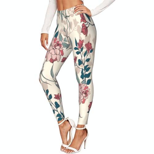 Leggings de flores rosas para running y estilismo casual diario con mallas opacas