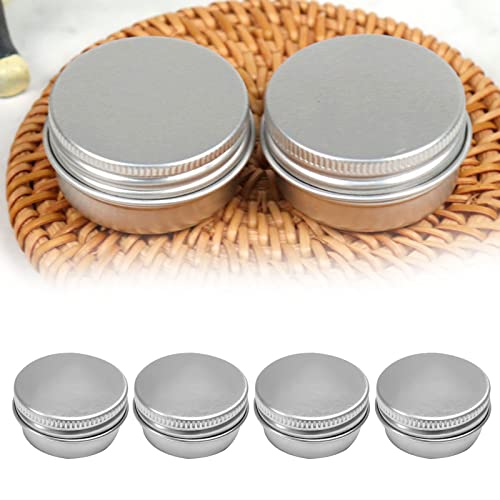 TUKNN Pots en Aluminium,Petit Pot Argenté,Boite Metal Ronde,Petite Boite Hermetique Metal,Contenant Cosmetique Vide,Pot Bougie Vide,Petite Boite pour Maquillage Bougie Stockage de Voyage,15g,4 Pièces