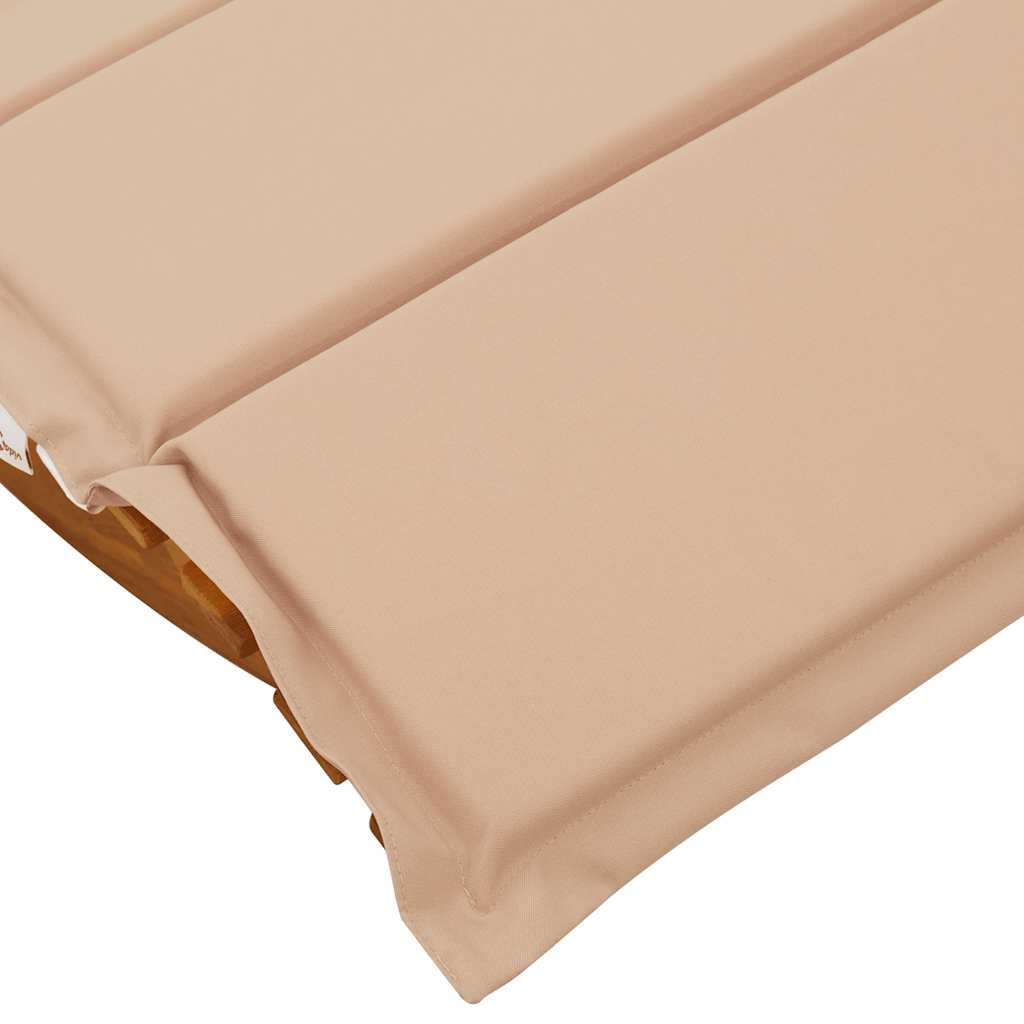 Massive Akazienholz Schaukelliege mit Auflage, ergonomische Sonnenliege für Garten Terrasse Pool, sicheres Schaukeln durch Bodenstopper, Lamellendesign für Belüftung