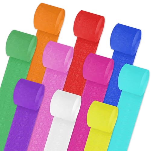 Crepe Paper 10 Rolls Hanging Rainbow Streamers 3.5CMx10M/Roll