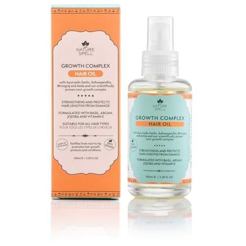 Nature Spell Hair Growth Oil 100ml – Hair Oil for Dry Damaged Hair - Infused with Ayurvedic Herbs – Stimulates Healthy Hair Growth – Suitable for all Hair Types - 100% Vegan – Made in the UK